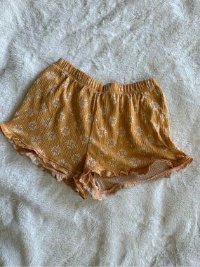 btween Yellow Floral Ruffle Hem Girls Shorts